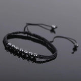 B347 6mm Beads Rope Braided Bracelet Micro Pave Adjustable Bracelet (3pcs)