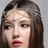 Bling Rhinestone Chain Hair Bohemian Bridal Wedding Flash Crown