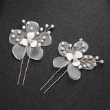 Pansy Organza Rhinestone Hairpins Wedding Hair Accessories