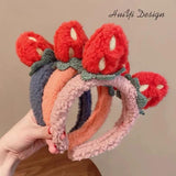 Korean Strawberry Edition Knot Flash Cloth Art Twist Knot Bow Hair Hoop