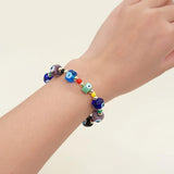Evil Eye Charm Bohemia Beaded Bangle Bracelet for Women Men Gift