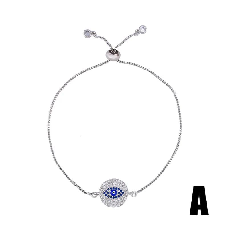 Mothers-Day CZ Adjustable Tennis Chain Brass Eye Bracelets for Women