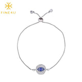 Mothers-Day CZ Adjustable Tennis Chain Brass Eye Bracelets for Women