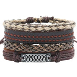 Vintage Hippie Leather Bracelets Set Charms Multilayer Bangle