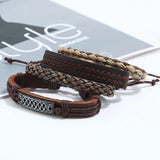 Vintage Hippie Leather Bracelets Set Charms Multilayer Bangle