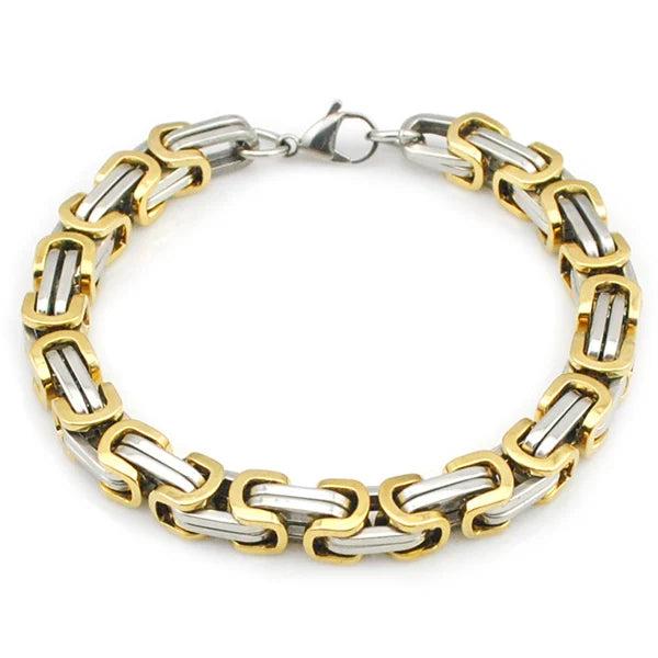 Vintage Stainless Steel Byzantine Bracelet Men Link Chain PUNK Style