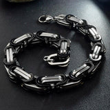 Vintage Stainless Steel Byzantine Bracelet Men Link Chain PUNK Style