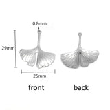 Stainless Steel Ginkgo Leaf Charms Autumn Plant Foliage Pendant