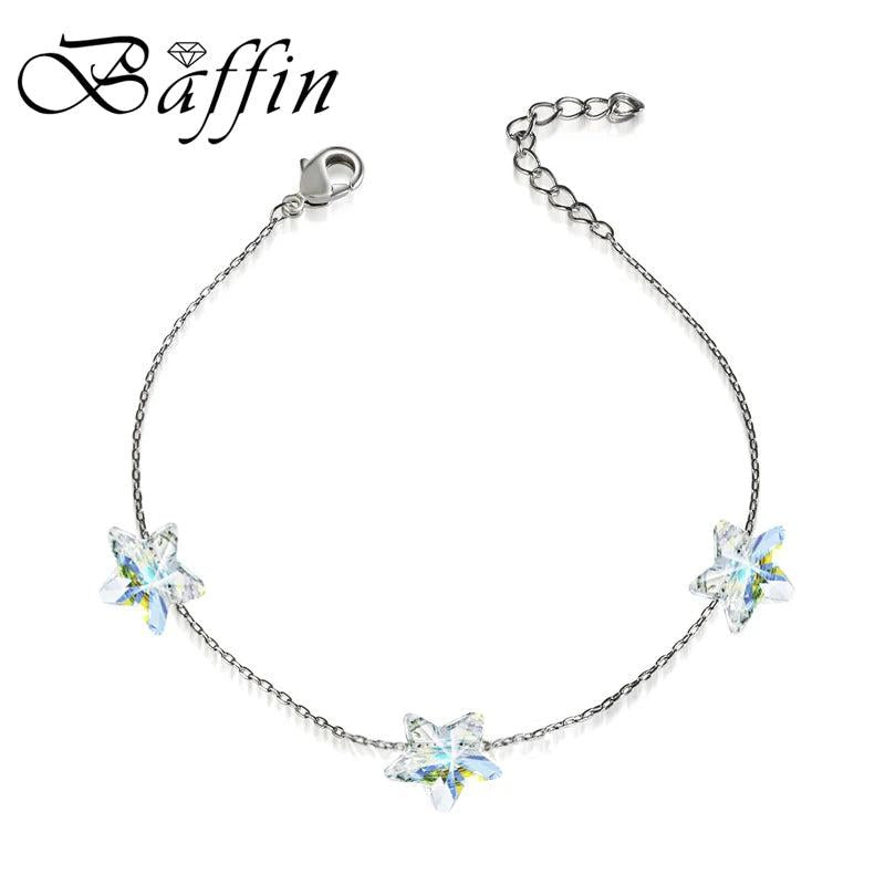Star Beads Chain Bracelet Crystals Lucky Knots Silver Jewelry