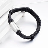 Gokadima Leather Bracelet Men Stainless Steel Magnet Clasp WL012