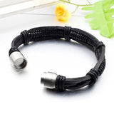 Gokadima Leather Bracelet Men Stainless Steel Magnet Clasp WL012