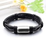 Gokadima Leather Bracelet Men Stainless Steel Magnet Clasp WL012