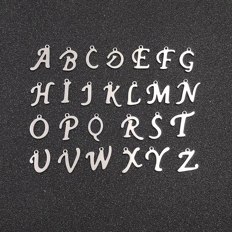 30pcs Stainless Steel A-Z Letter Charms for Necklace Bracelet Jewelry Making