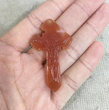 Natural Red Agate Hand Carved Crucifix Pendant