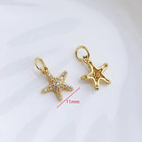 3pcs 14k Plated Starfish Pendants Crystal Charms DIY Jewelry Making