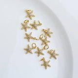 3pcs 14k Plated Starfish Pendants Crystal Charms DIY Jewelry Making