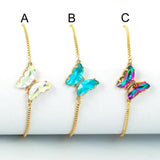 Colorful Crystal Zircon Butterfly Bracelet Copper Chain Boho Jewelry