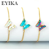 Colorful Crystal Zircon Butterfly Bracelet Copper Chain Boho Jewelry