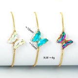 Colorful Crystal Zircon Butterfly Bracelet Copper Chain Boho Jewelry