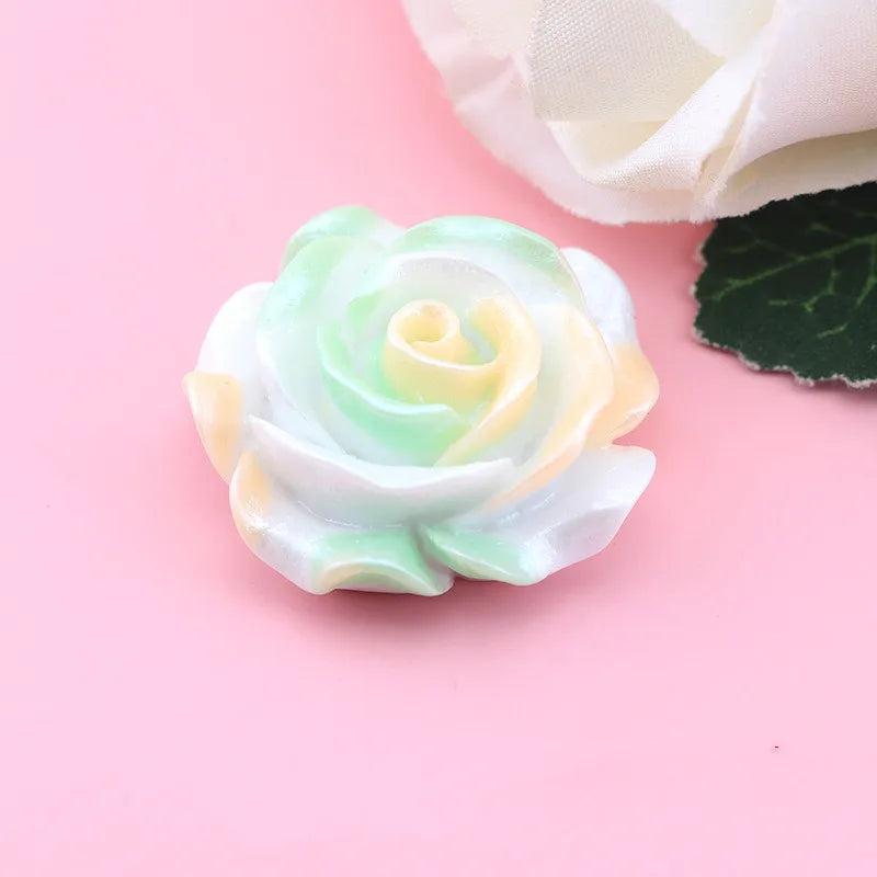 10Pcs 28mm Luminous Resin Flower Cabochons DIY Craft Decoration Roses