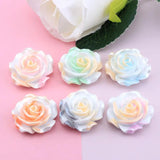 10Pcs 28mm Luminous Resin Flower Cabochons DIY Craft Decoration Roses