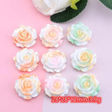 10Pcs 28mm Luminous Resin Flower Cabochons DIY Craft Decoration Roses