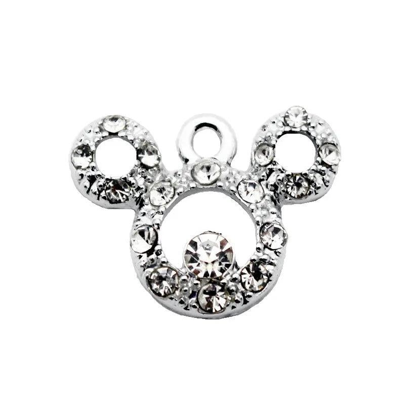 20pcs/lot Crystal Mouse Dangle Charms Lobster Clasp Hanging Charm