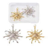 2pcs Golden & Platinum Sun Charms Micro Pave CZ Pendants DIY Necklace Making