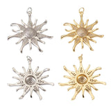 2pcs Golden & Platinum Sun Charms Micro Pave CZ Pendants DIY Necklace Making