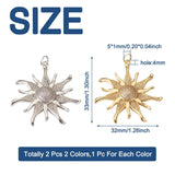 2pcs Golden & Platinum Sun Charms Micro Pave CZ Pendants DIY Necklace Making