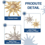 2pcs Golden & Platinum Sun Charms Micro Pave CZ Pendants DIY Necklace Making