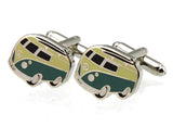 Sunnylink Men's Bus Green Yellow Cufflinks 17mm