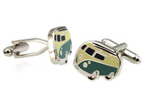 Sunnylink Men's Bus Green Yellow Cufflinks 17mm