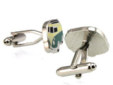 Sunnylink Men's Bus Green Yellow Cufflinks 17mm