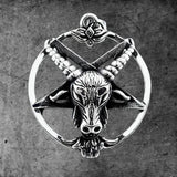 Stainless Steel Pentagram Pan God Skull Goat Head Pendant