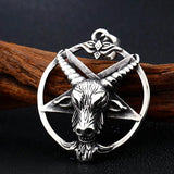 Stainless Steel Pentagram Pan God Skull Goat Head Pendant
