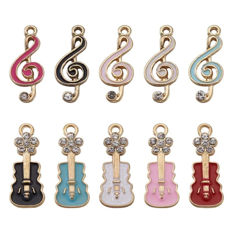 20pcs Guitar Note Charms Musical Pendant for Jewelry Making