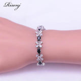 Silver Flower & Egg Bracelet with CZ Crystal, Wedding Engagement