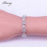 Silver Flower & Egg Bracelet with CZ Crystal, Wedding Engagement