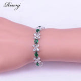 Silver Flower & Egg Bracelet with CZ Crystal, Wedding Engagement
