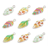 20Pcs Enamel Leaf Charms For Bracelet Necklace Making