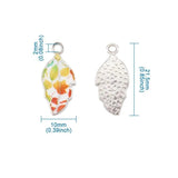 20Pcs Enamel Leaf Charms For Bracelet Necklace Making