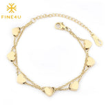 B214 Stainless Steel Double Layer Heart Charms Bracelet for Women