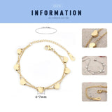 B214 Stainless Steel Double Layer Heart Charms Bracelet for Women
