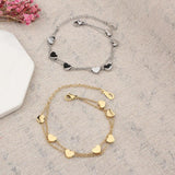 B214 Stainless Steel Double Layer Heart Charms Bracelet for Women