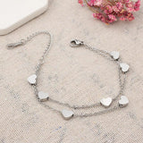 B214 Stainless Steel Double Layer Heart Charms Bracelet for Women