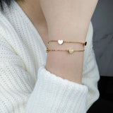 B214 Stainless Steel Double Layer Heart Charms Bracelet for Women