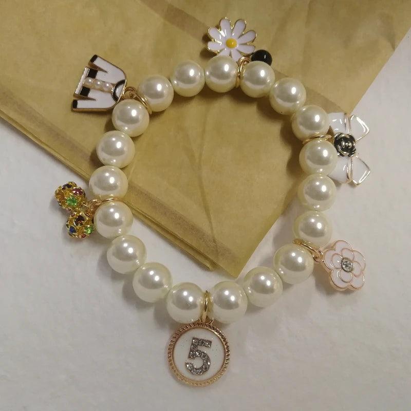 Elastic Glass Pearl Bead Bracelet Jewelry Women
