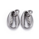 10pcs Stainless Steel Cowrie Shell Charms Jewelry DIY Bracelet Necklace Decor