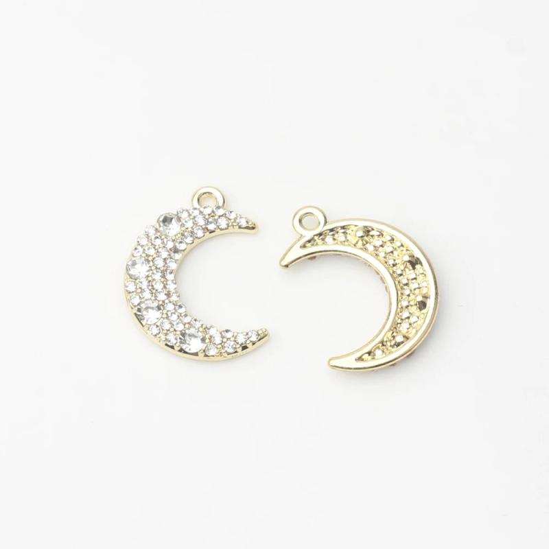 Zinc Alloy Moon Charms 6pcs/lot Zircon Inlaid DIY Earring Making